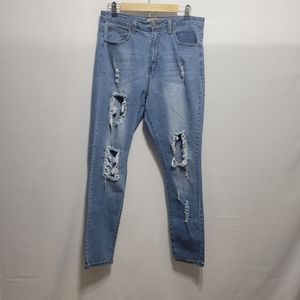 Judy Blue Distressed Jeans Womens 1XL Skinny Medium Wash Stretch